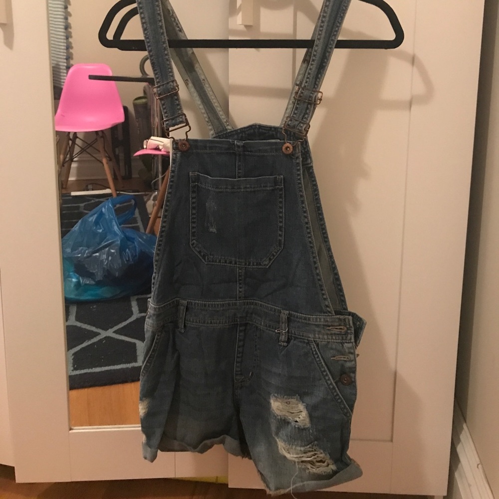 NWT denim shorteralls