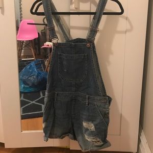 NWT denim shorteralls