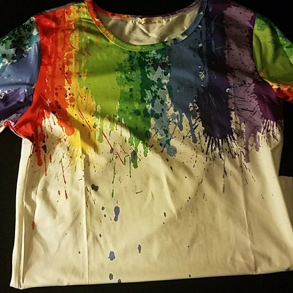 stretchy paint splattered tshirt - Picture 3 of 3