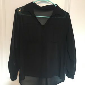 Black Sheer Button Down