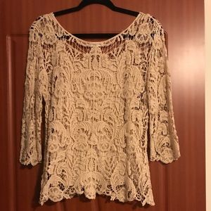 Two lace shirts with attached camisoles Two lace shirts with attached camisoles