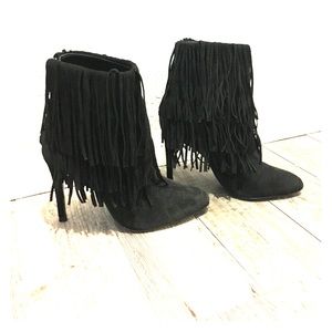 Zara black fringe high heels