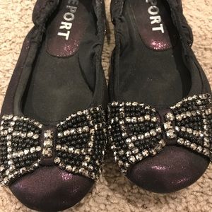 Report metallic dark purple jeweled flats sz 8.5