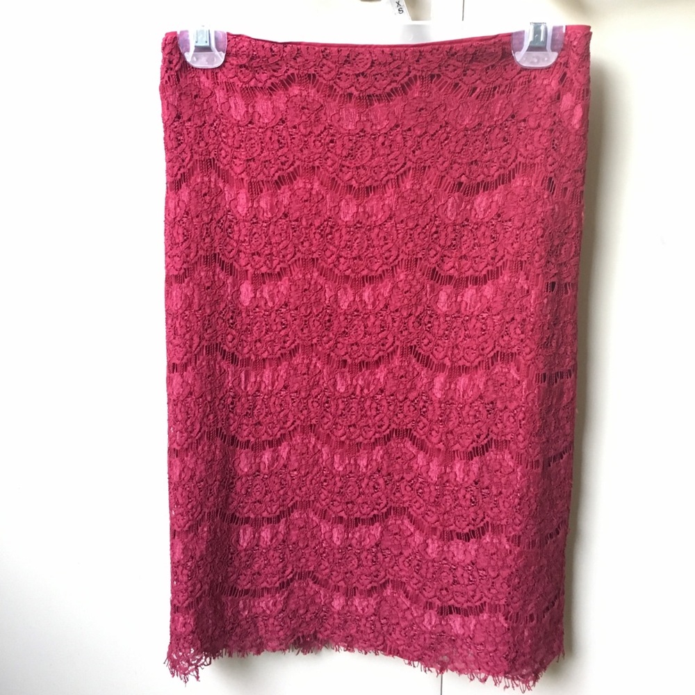 Red lace pencil skirt - F21