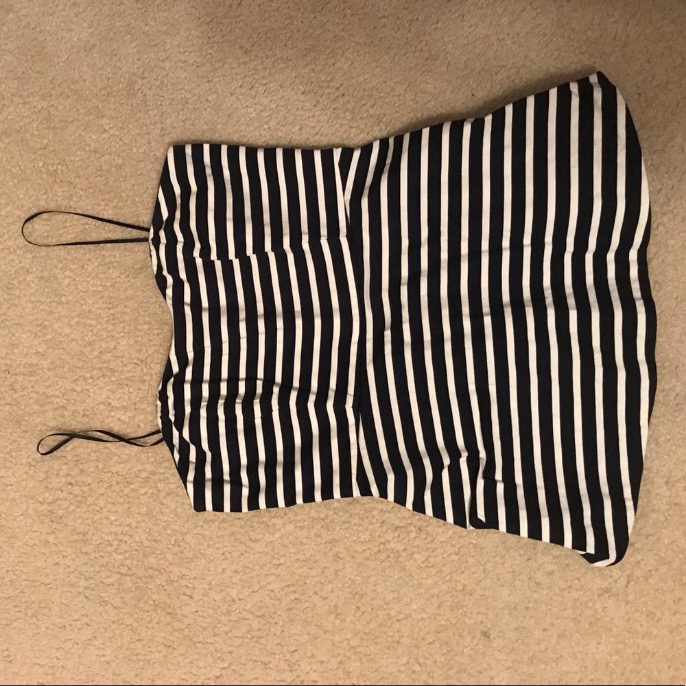 J-Crew blue and white striped sleeveless top
