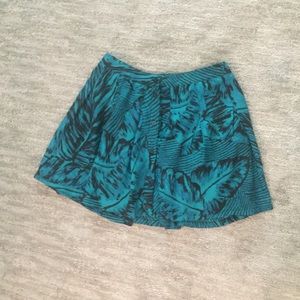 Leaf print skater skirt