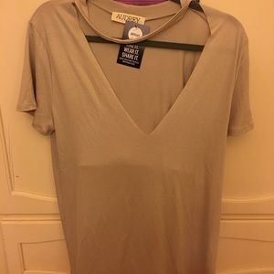 Audrey Taupe V-neck