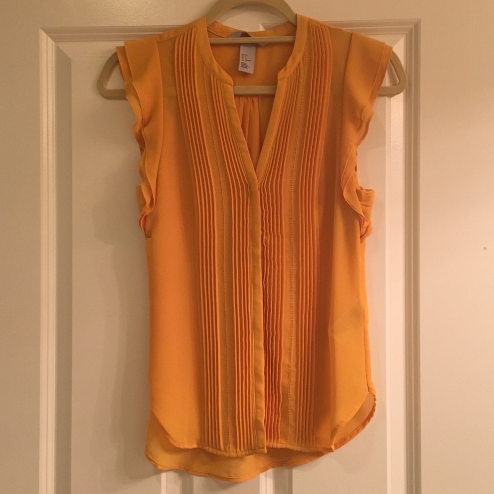 Semi-sheer mustard blouse