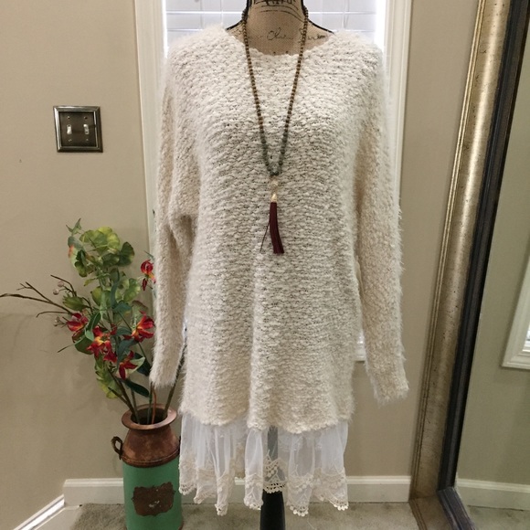 Altar'd State Sweaters - 💖Altar'd State sweater tunic/dress with lace hem!
