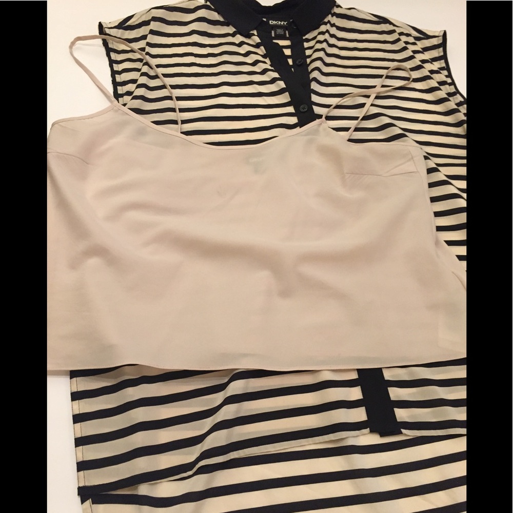 DKNY sleeveless high low striped shirt - Picture 5 of 6