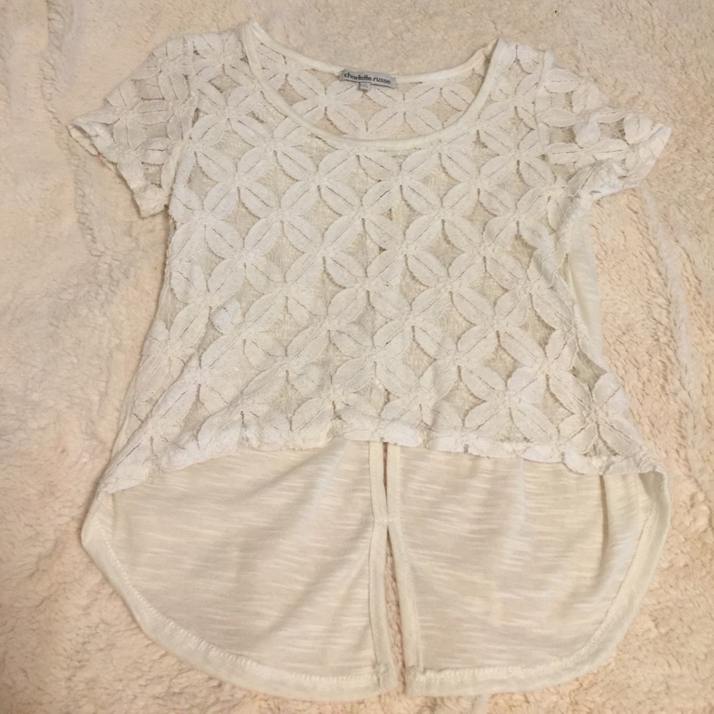Ivory cropped lace top