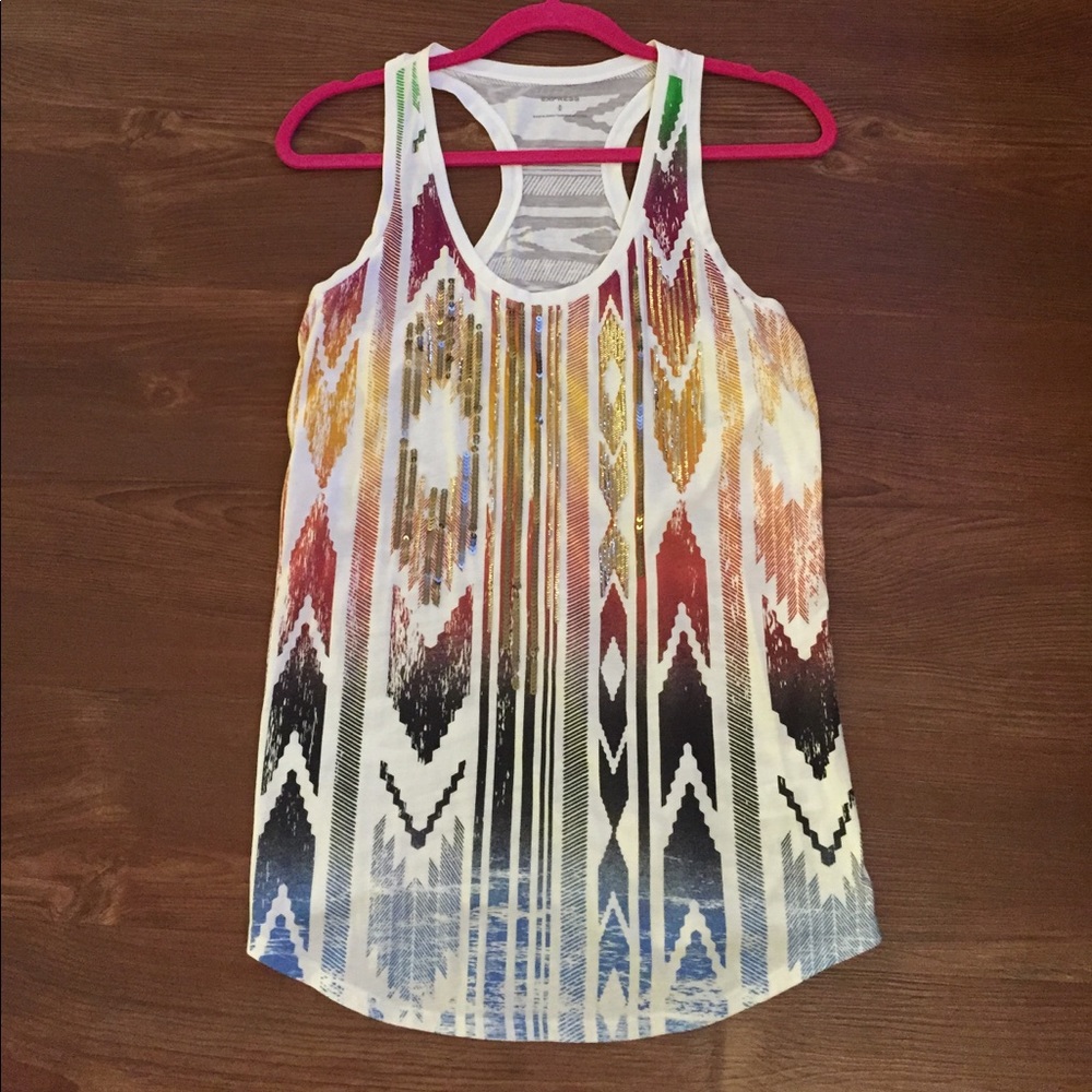Long tank with sequin and burnout detailing