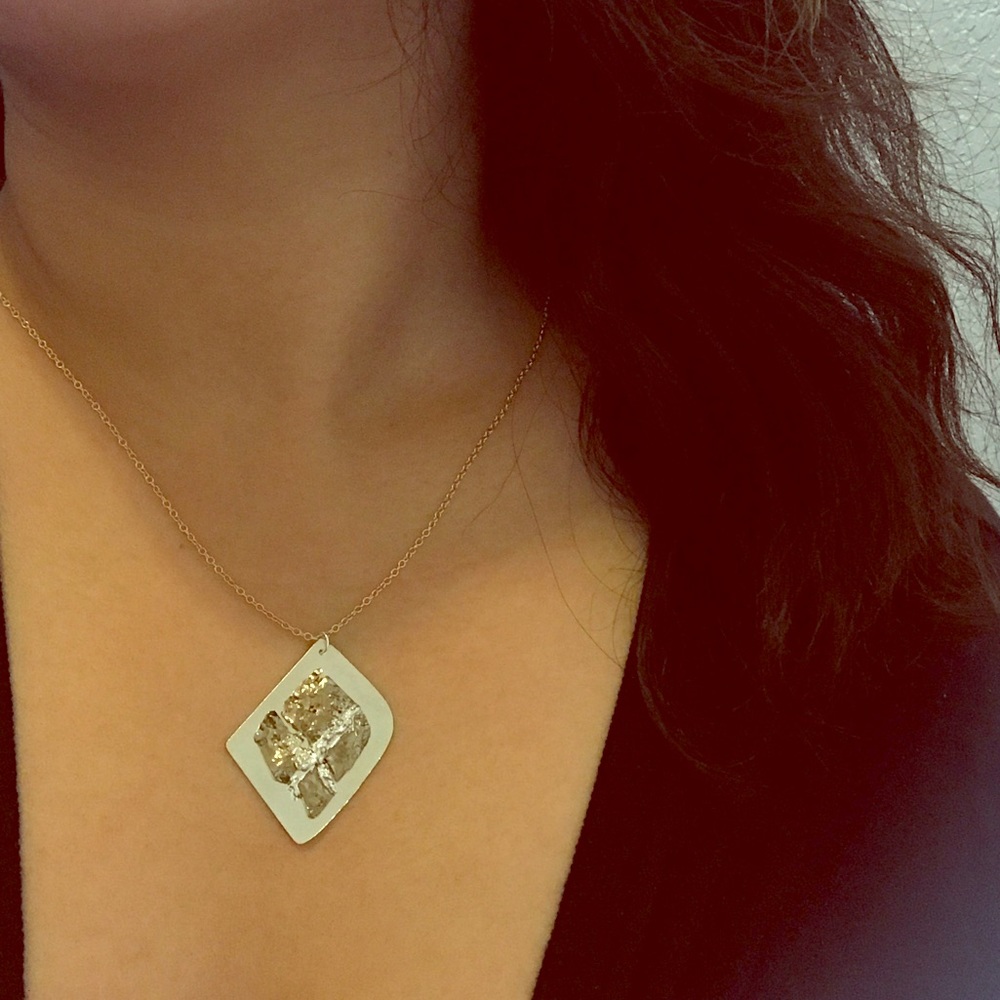 Sterling silver necklace pendant with white bronze