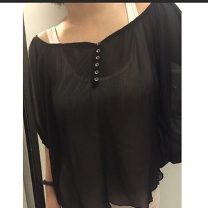 Sheer flowy black top
