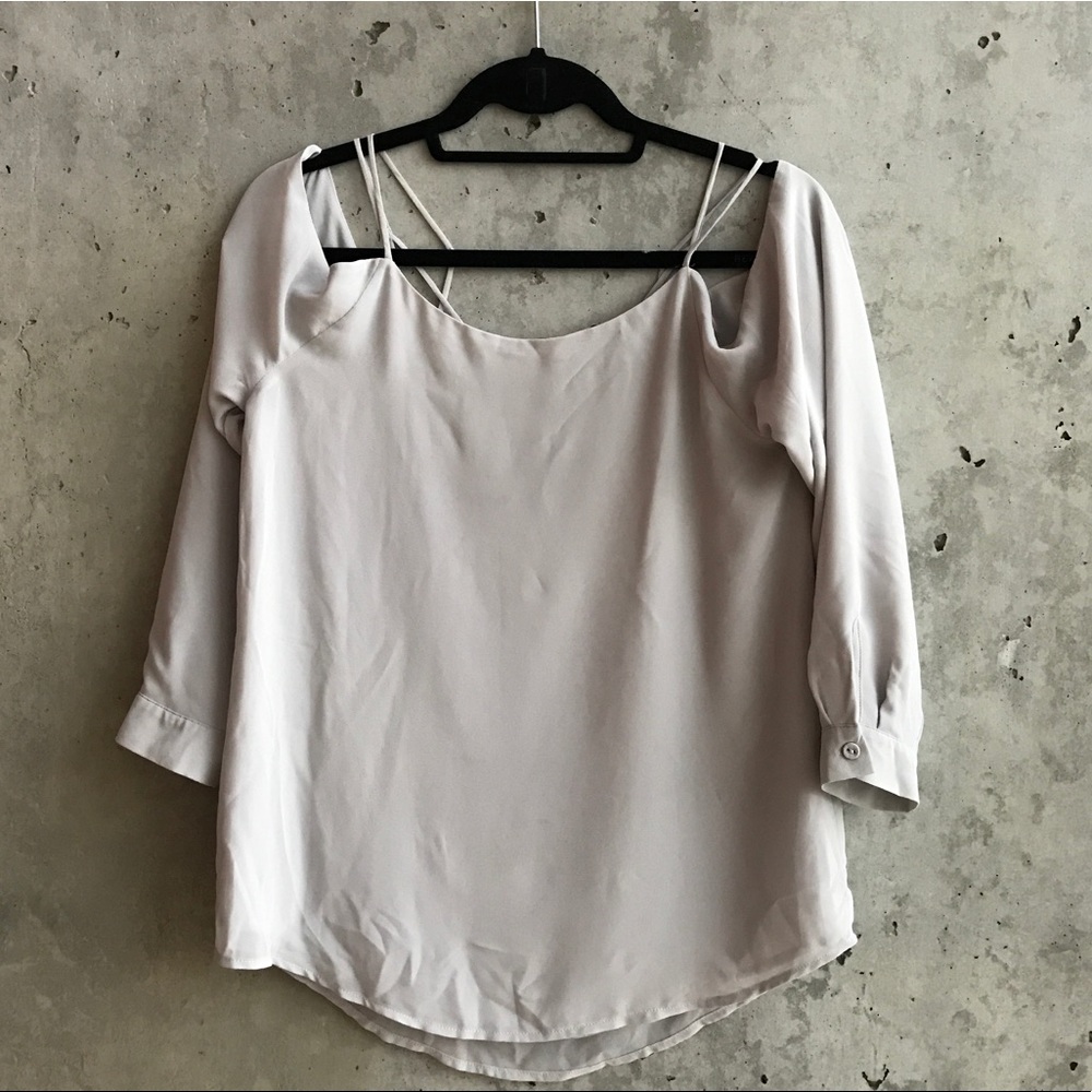 Grey criss cross back blouse