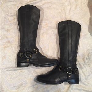 Black leather riding boots