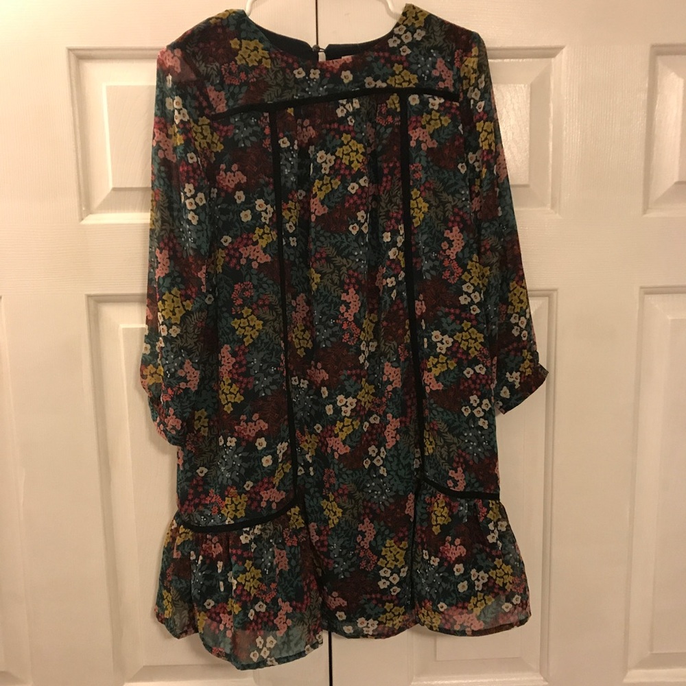 Loft dress, floral flowy, long sleeve