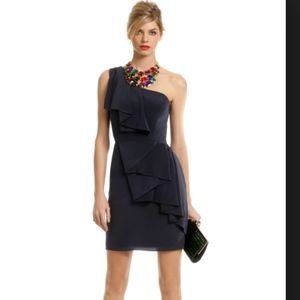 Shoshanna Adore Me One Shoulder Navy Dress