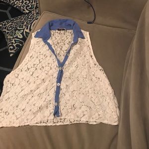 Lace collared crop top