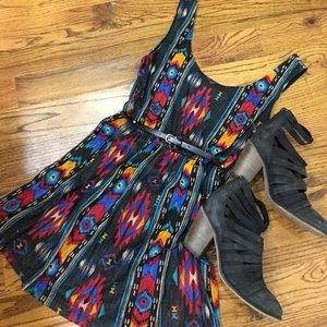 🆕 Black Aztec Belted Dress