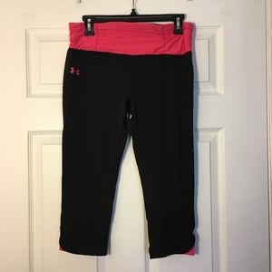 Black and Coral Capri Workout Leggings