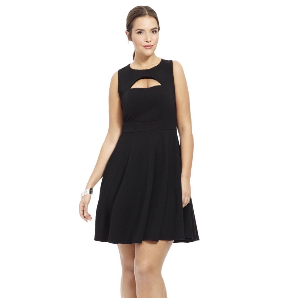 Black Cutout Skater Flare Dress w Bustier Detail