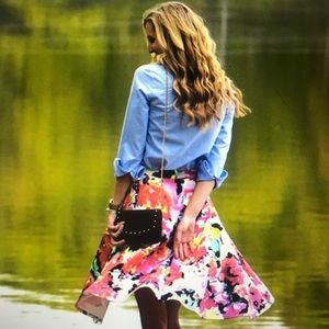 Watercolor midi skirt