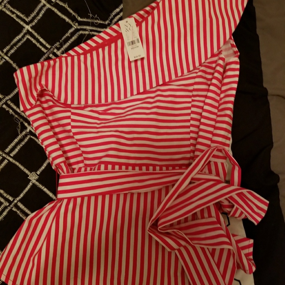 Pink & White Stripe Shirt Size Medium