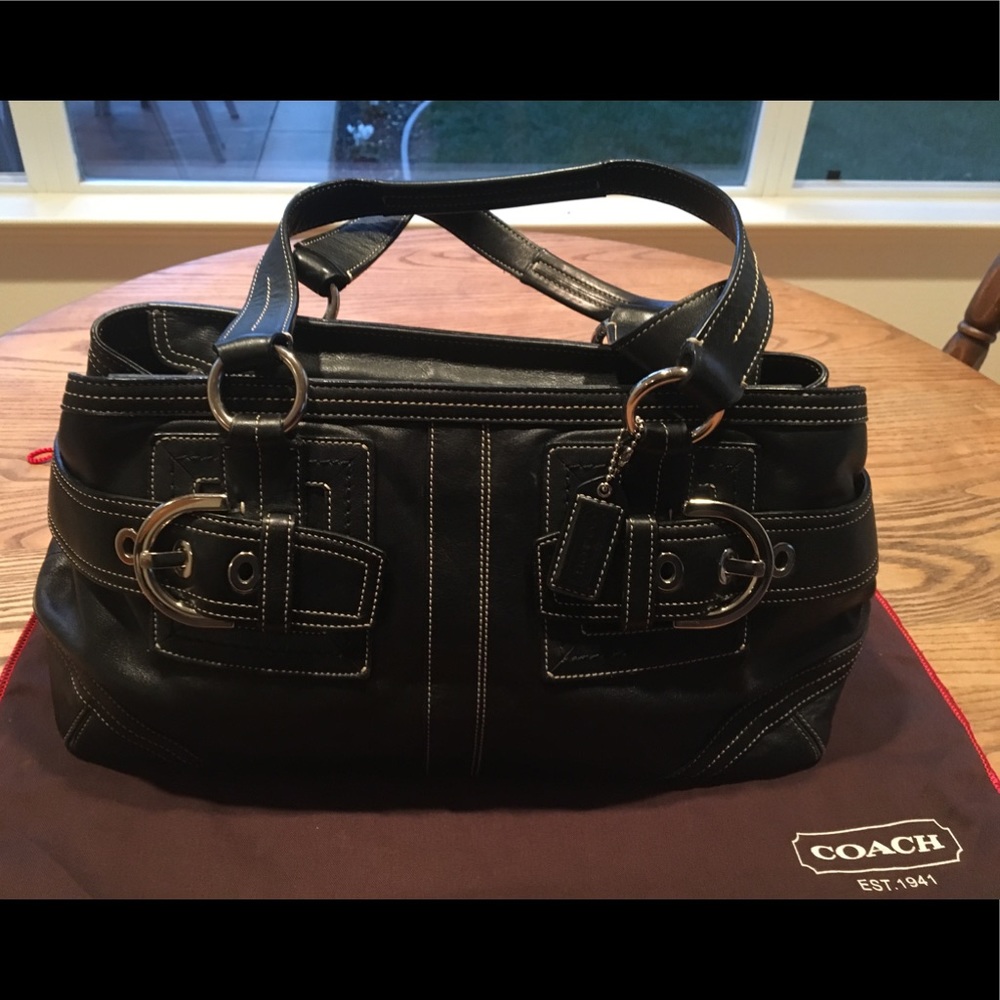 Genuine Coach black leather satchel