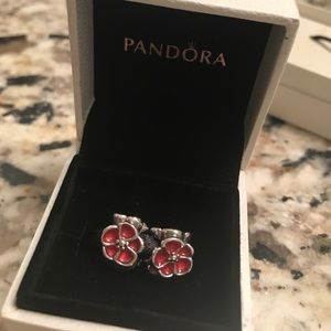 Authentic Pandora Poppy Flower Charm - Retired