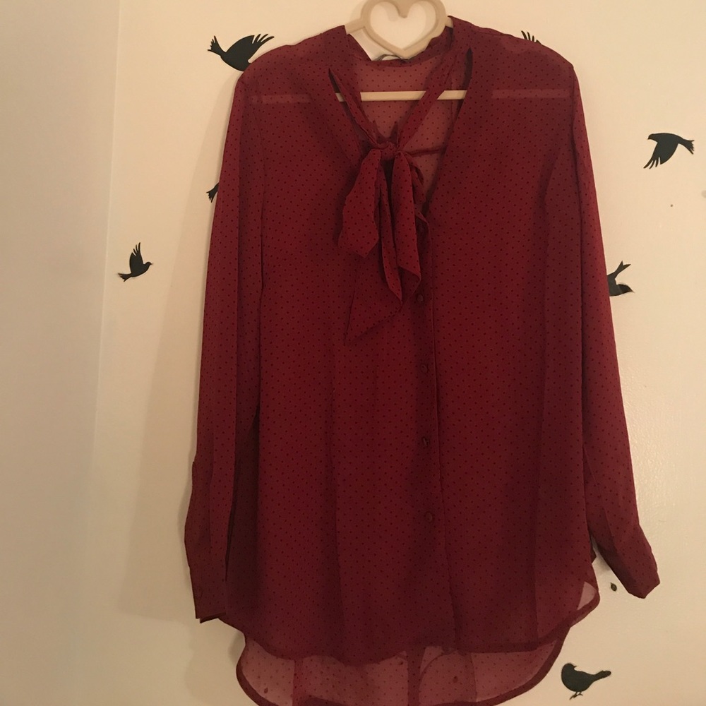 NWOT maroon sheer blouse