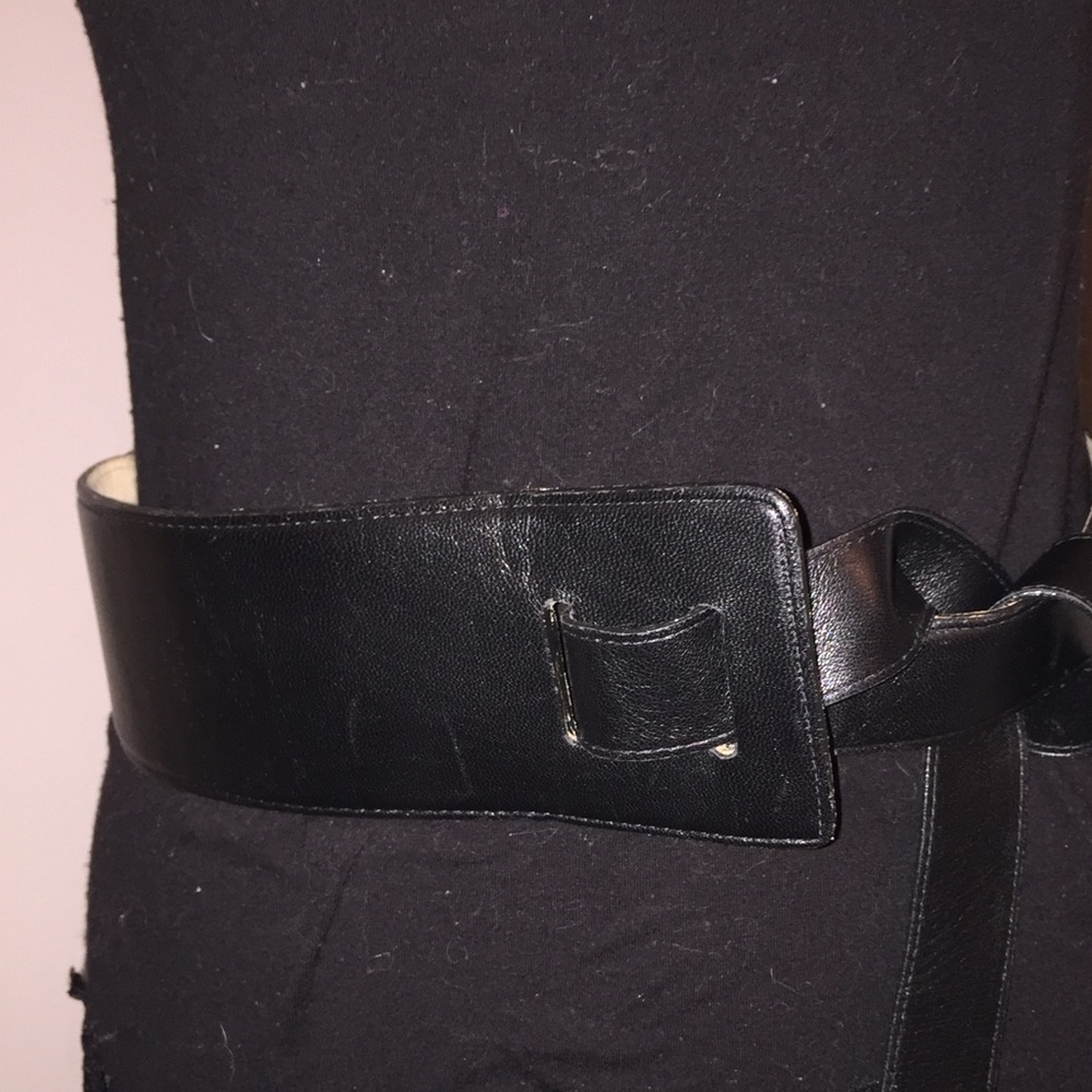 Faux black leather belt