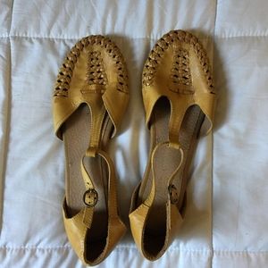 Mustard Gold Leather Sandals