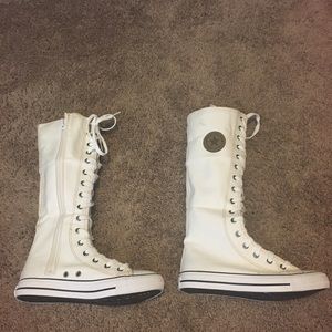 White Canvas Knee High Sneakers