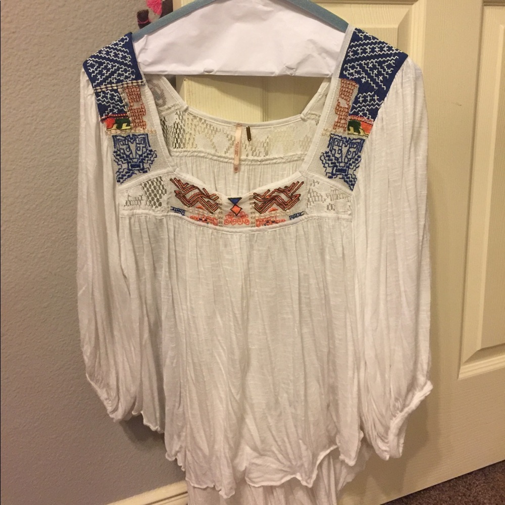 FREE PEOPLE high low 1/4 sleeve shirt