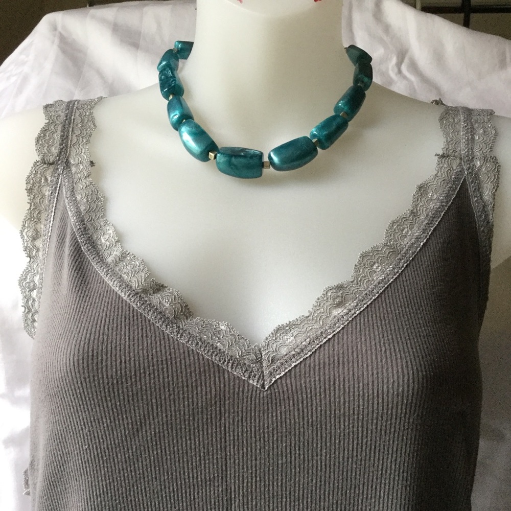 Teal Large Beaded Necklace