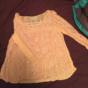 American eagle lacy pink blouse, size S