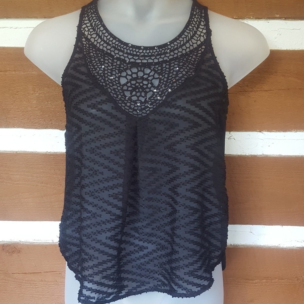 Chloe K size small black sheer style tank top