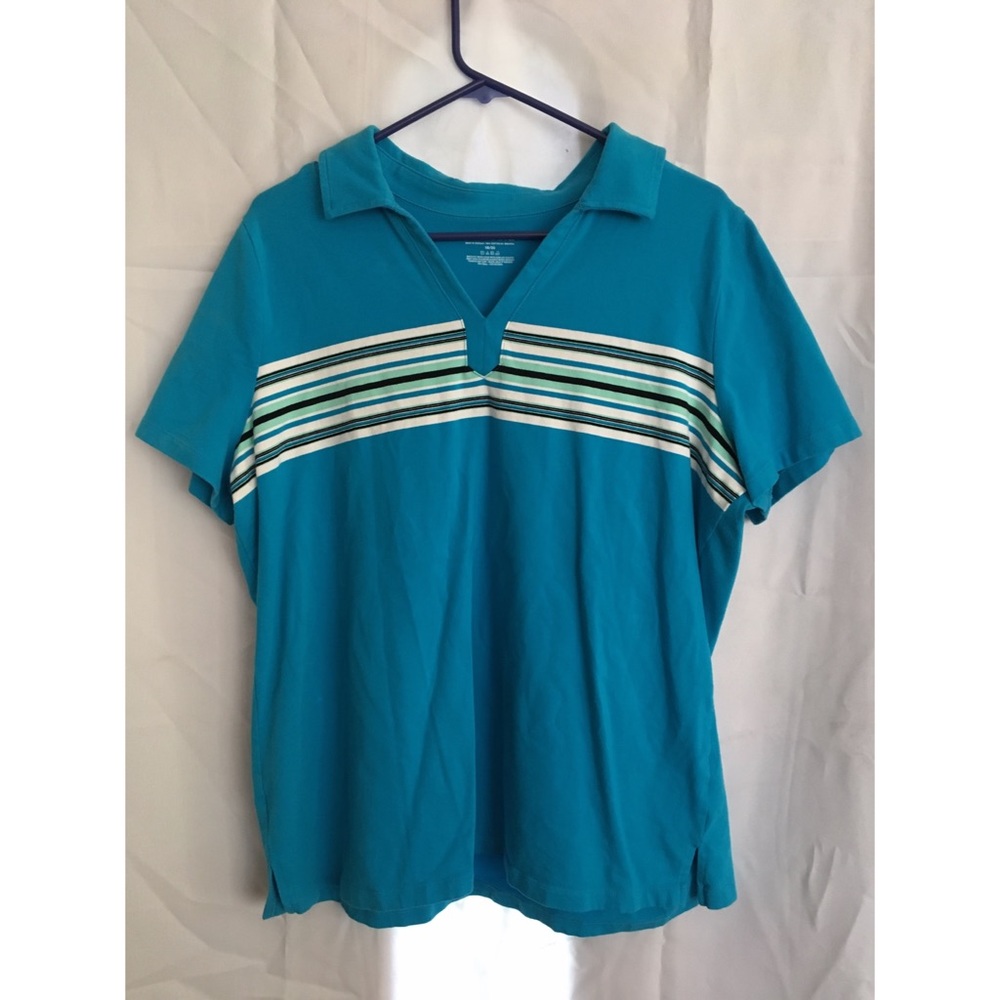 Venezia/Lane Bryant turquoise polo blouse