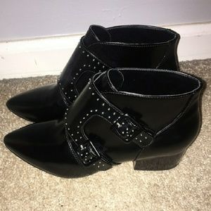Monk strap studded booties