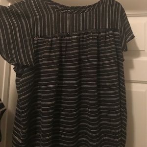 Ava and viv 1X blouse black and white stripes