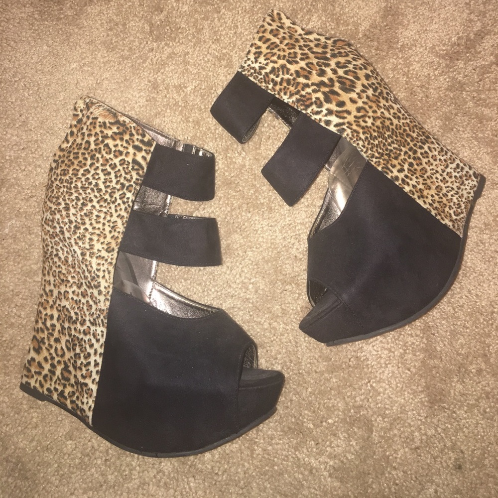 Cheetah print wedges