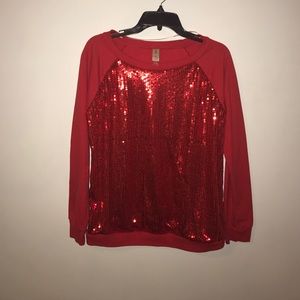 Red sequence sweater