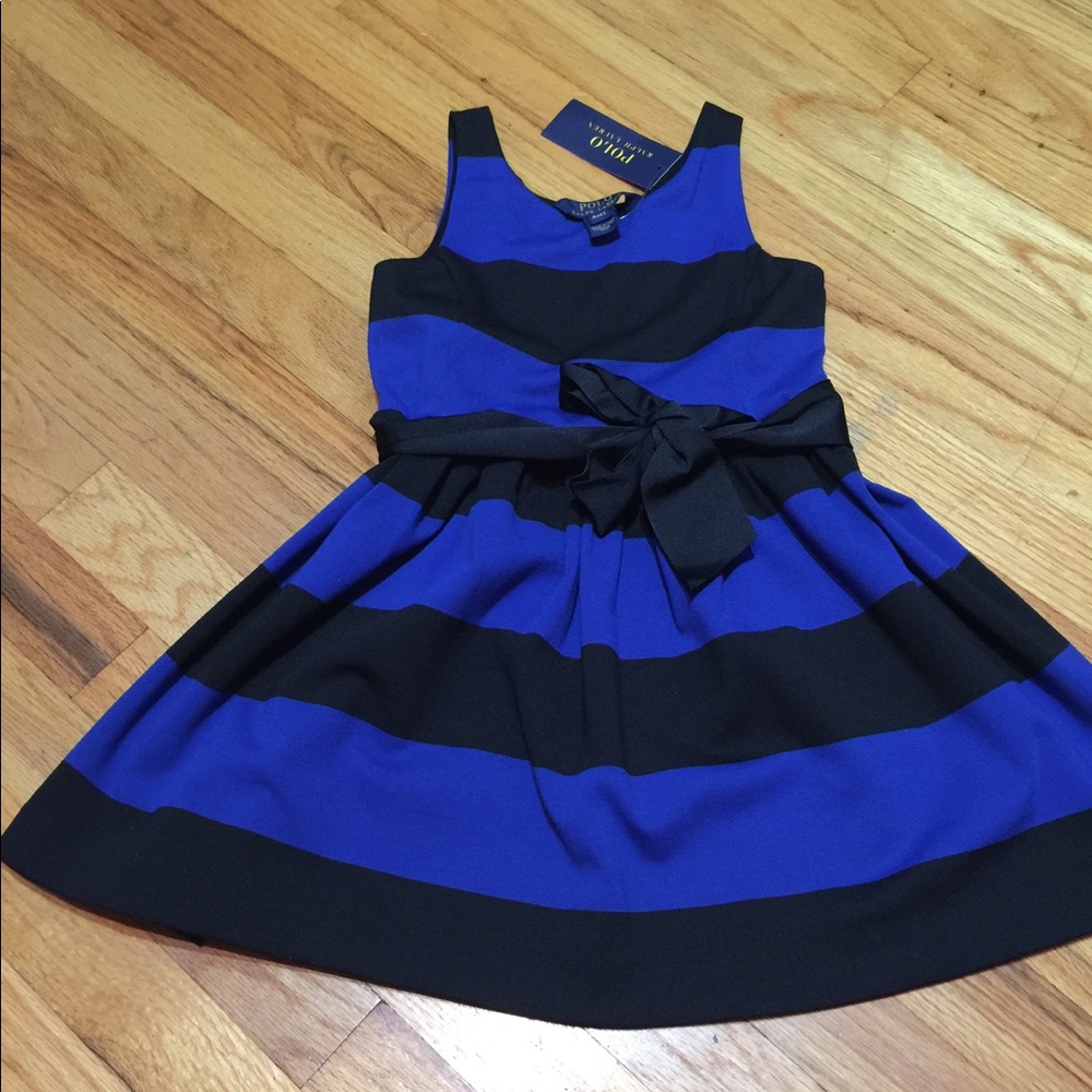 Ralph Lauren girls blue and black striped dress
