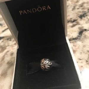 Authentic Pandora Two-Tone Leaf Charm - Retired
