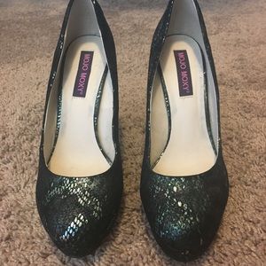 Teal Snake Skin Print Mojo Moxy Heels
