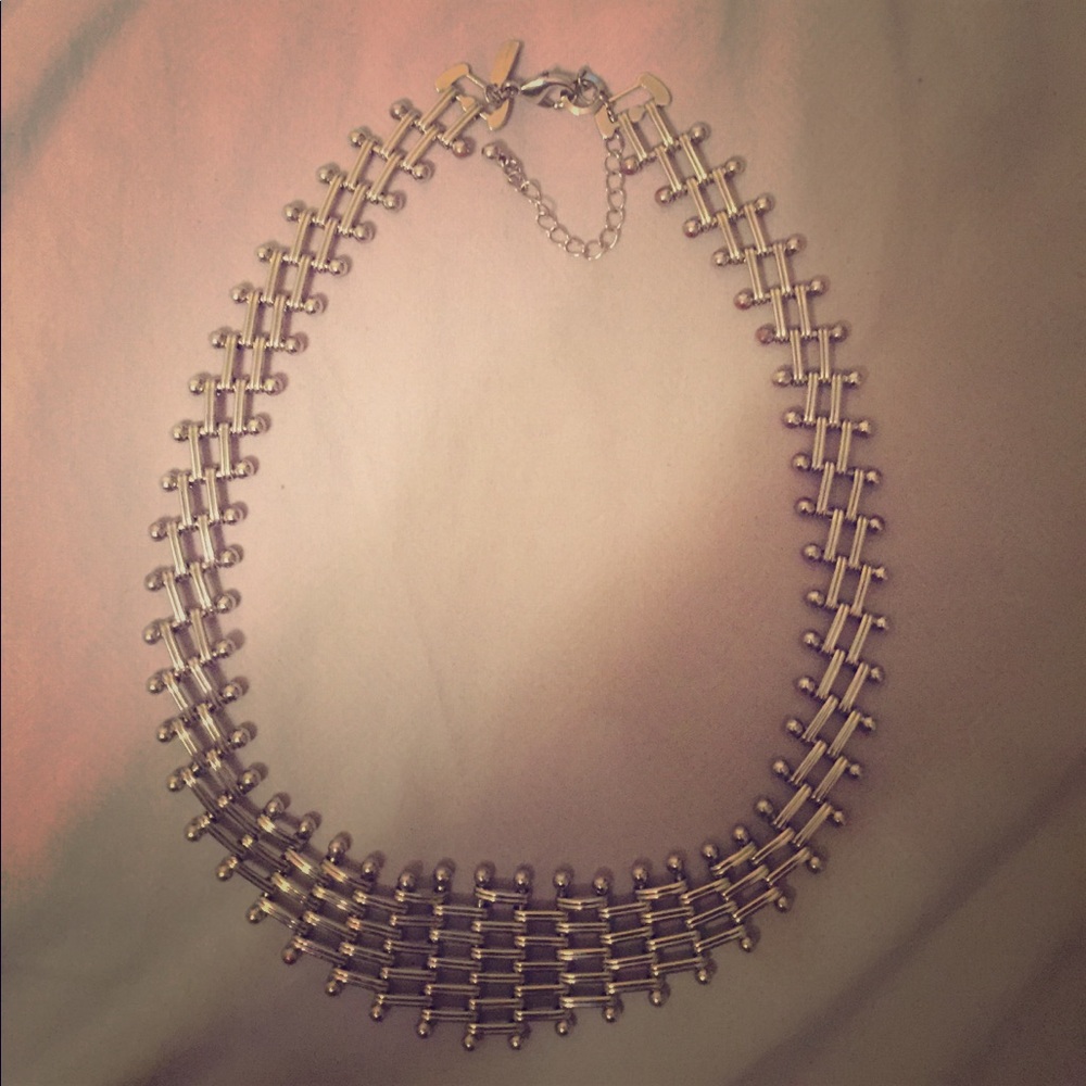 Silver color statement necklace
