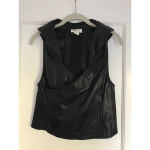 Vintage Helmut Lang Hooded Black Leather Vest Vintage Helmut Lang Hooded Black Leather Vest