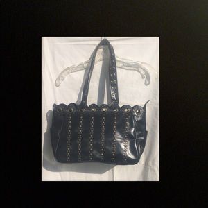 Black vinyl studded purse