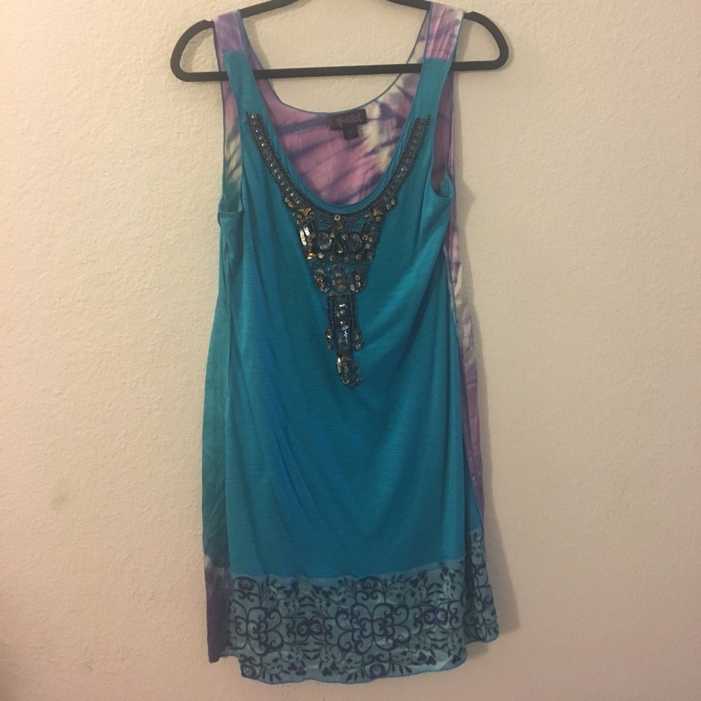 Dress with beaded/gem design on front